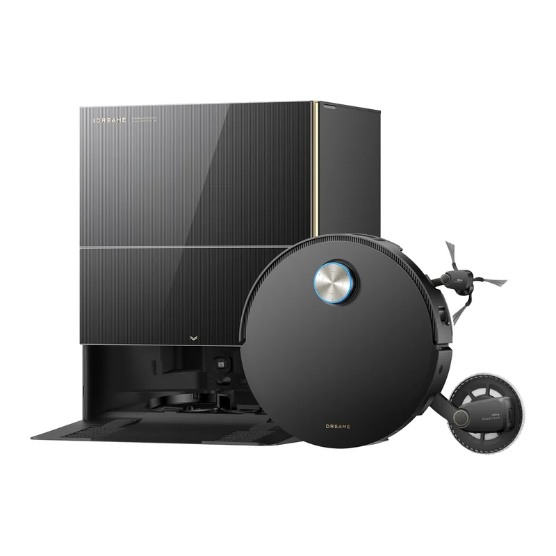 Aspirateur robot Dreame X60 Pro Ultra Complete noir avec ses bras UltraExtend déployés